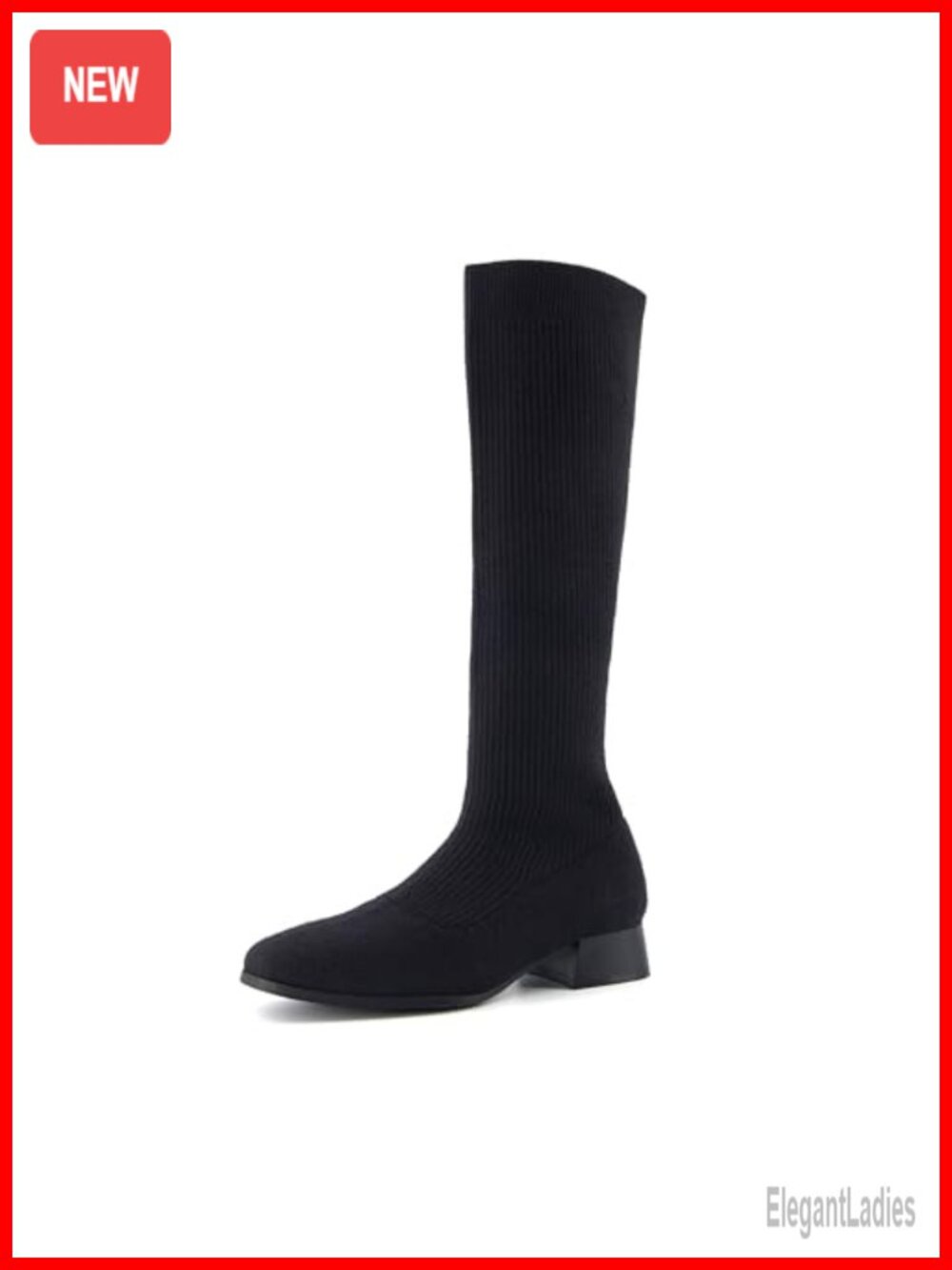 Women's Knee-High Stretch Boot Slip-On Memory Foam Block Heel
